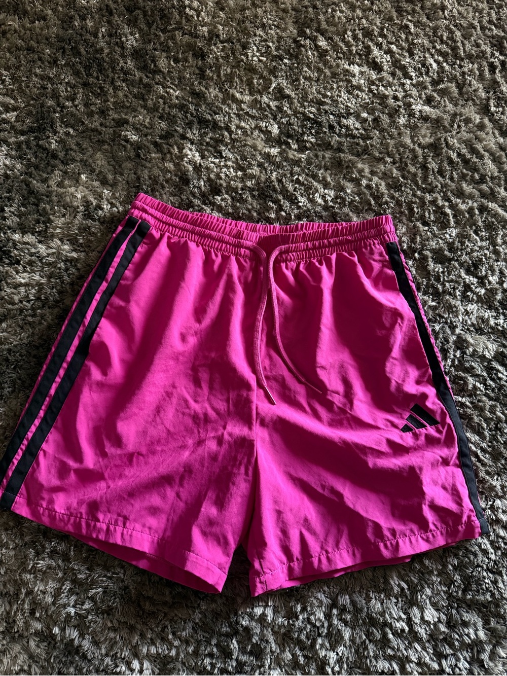 adidas Hot Pink Shorts with Black Side Stripes